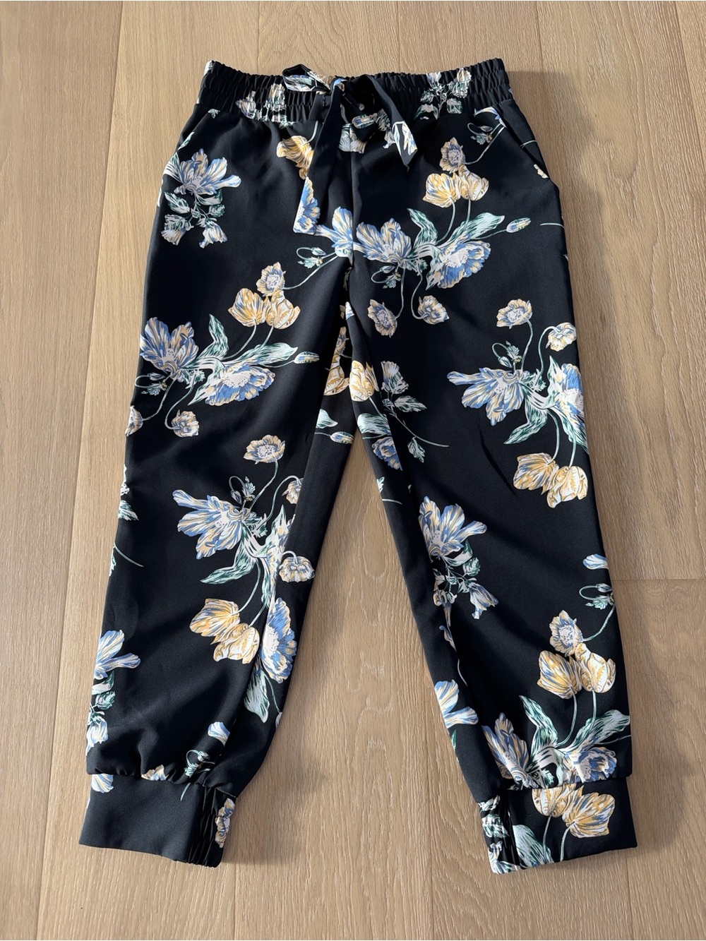 One by Chapter One Black Floral Elastic Waist jogger trouser - Size M